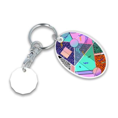 Image of Recycled NEW £ Oval Trolley Mate Keyring (unprinted coin)