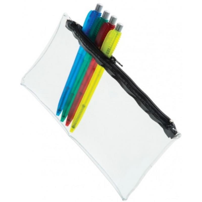 Image of PVC Pencil Case - Clear (Black Zip)